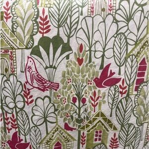 Pottery Barn Swedish House Full Queen Duvet Green Pink EC